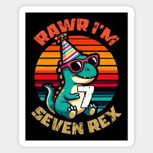 Dinosaur Seven Rex, Kids 7 year old birthday gift Sticker